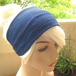 Blue And Black Tones Turban Headband..