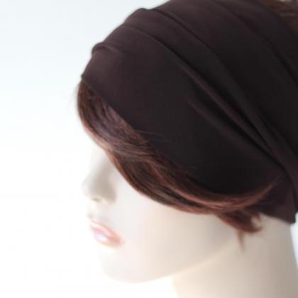 Dark Brown Turban Head Wrap, Mahogany Headband,..
