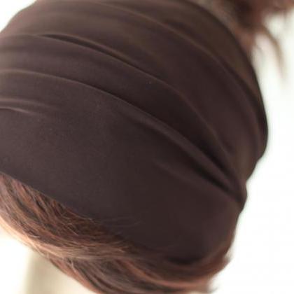 Dark Brown Turban Head Wrap, Mahogany Headband,..