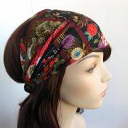 Japanese Tapestry Headband Women's Head Wrap Asian Flower Garden Hair Bandana Designer Fabric Autumn Fall Fashion Style