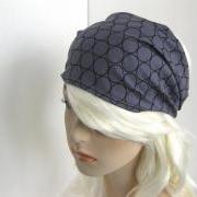 Gypsy Wrap Dreadband Women's Headband Dreadband  Hair Bandana Black Circles Grey Geometric Michael Miller Fabric