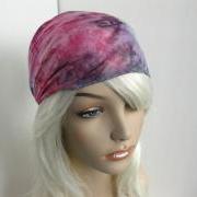 Tie Dye Headband Head Wrap Dreadband Womens Hippie Bandana Colorful Purple Green and Pink Cotton Fabric